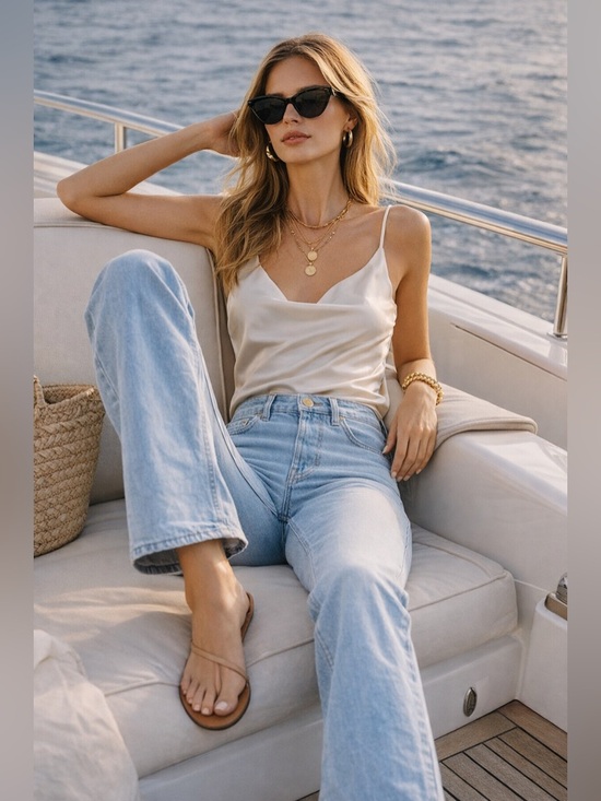 GANNI Light Blue High Rise Flare Jeans New With Tag